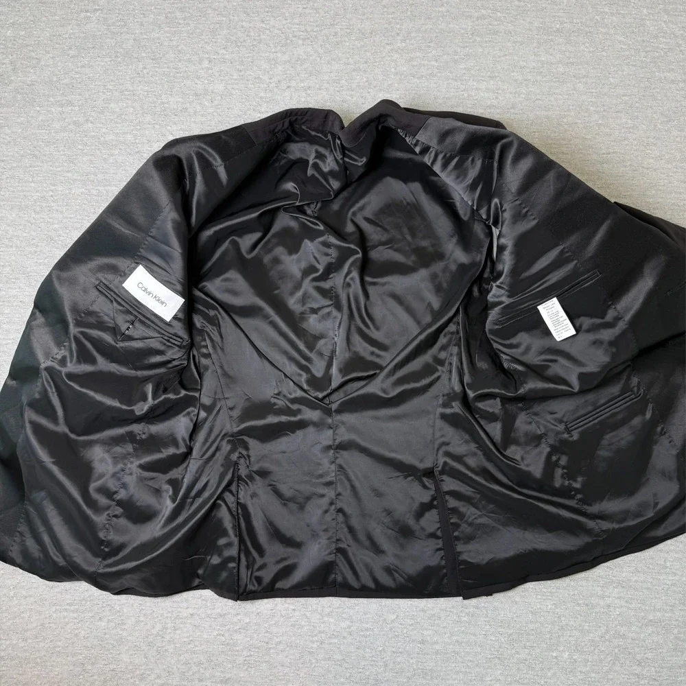 Calvin Klein Men's Tuxedo Jacket‎ Size 42S Black Satin Shawl Lapel Wool Blazer